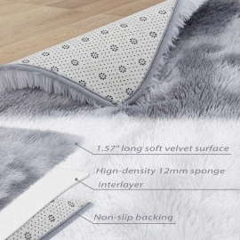Light Grey Fluffy Area Rugs Soft Faux Tie Dye Area Rug Indoor Shag Rug Home Decor Nursery Rug Carpets for Bedroom,8 x 10 feet